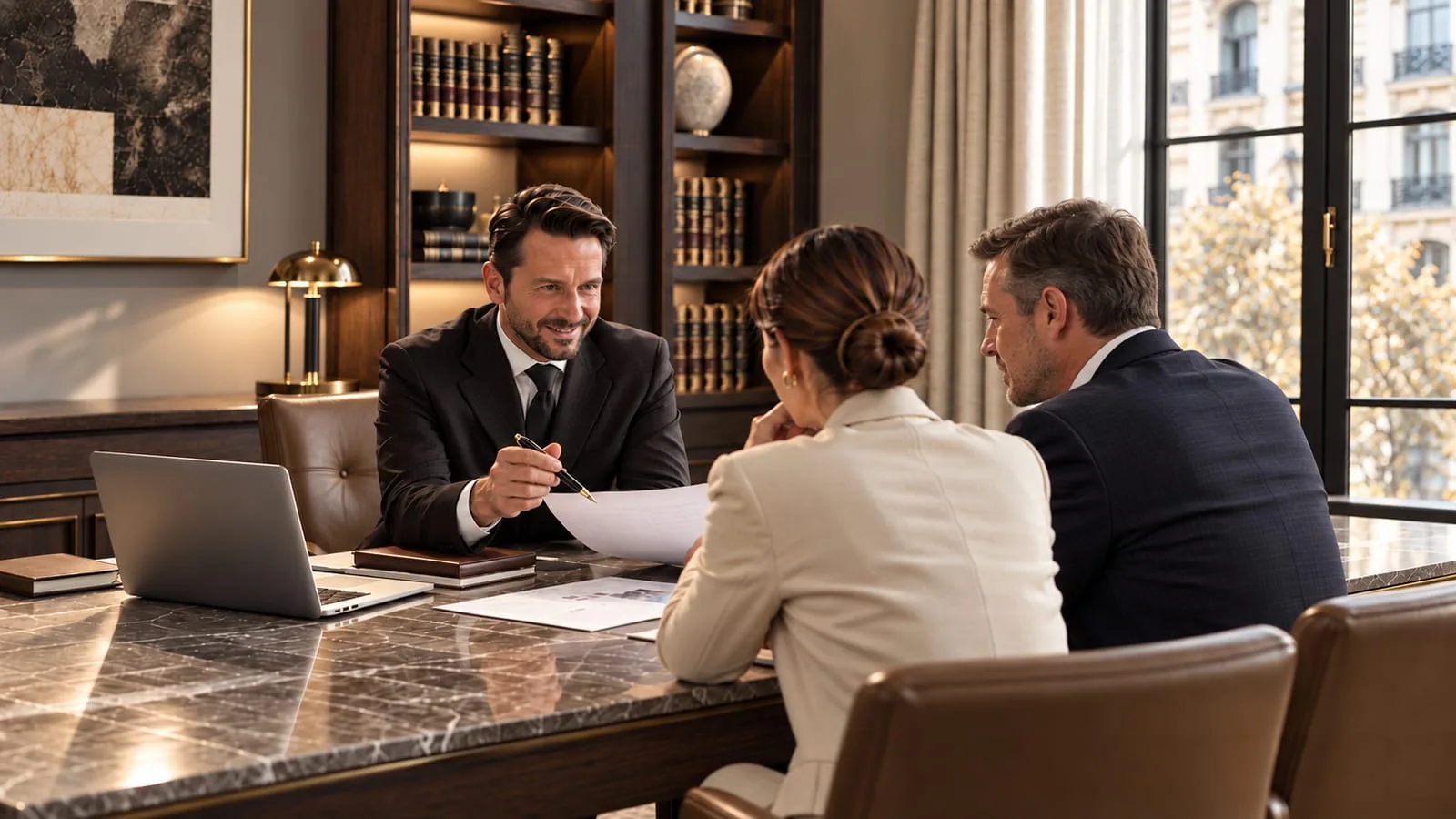 Trois professionnels du Family Office échangent autour de documents